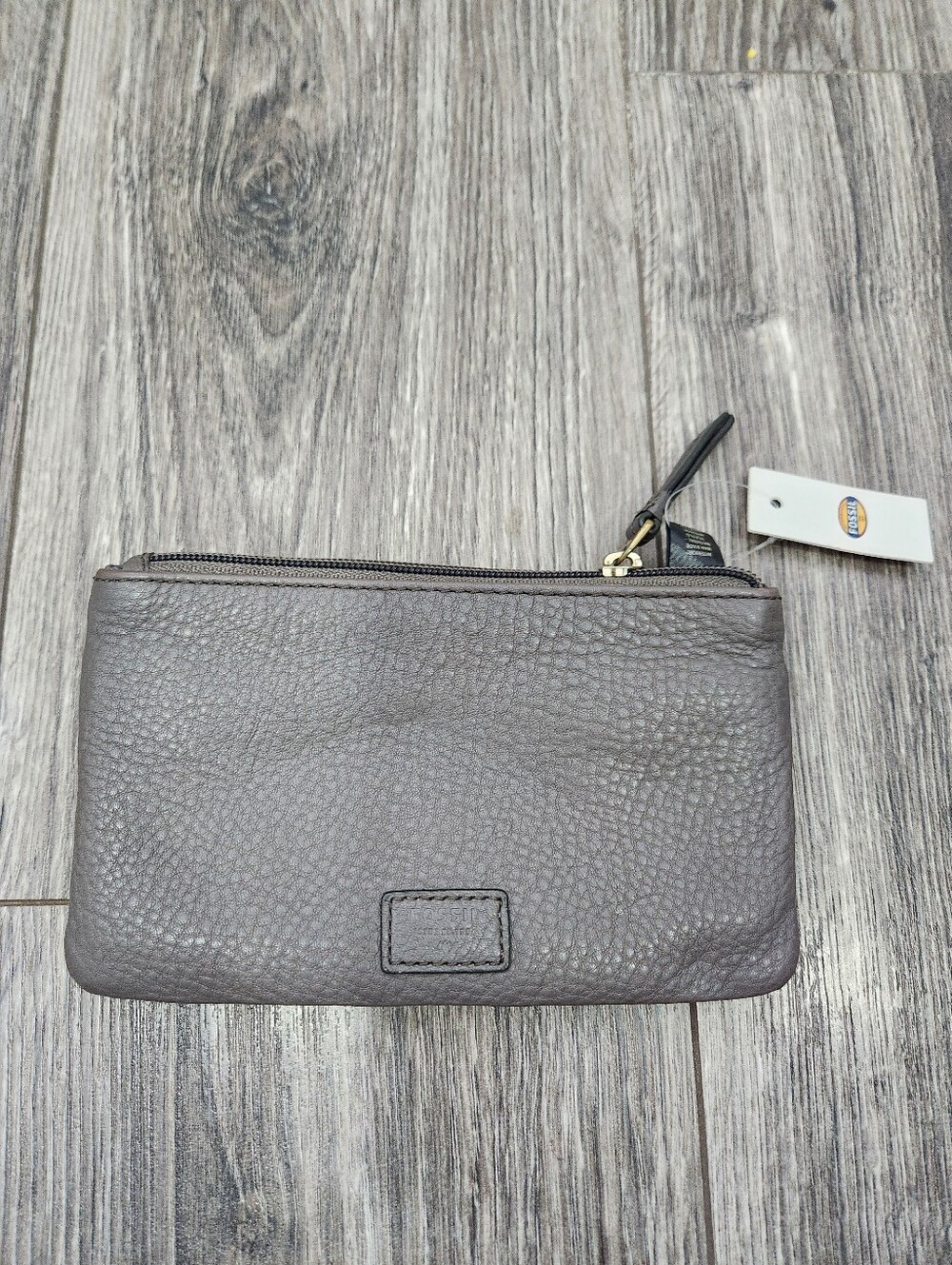 NWT Fossil Karli Clutch Lead Gray Wallet Cow Hide Leather